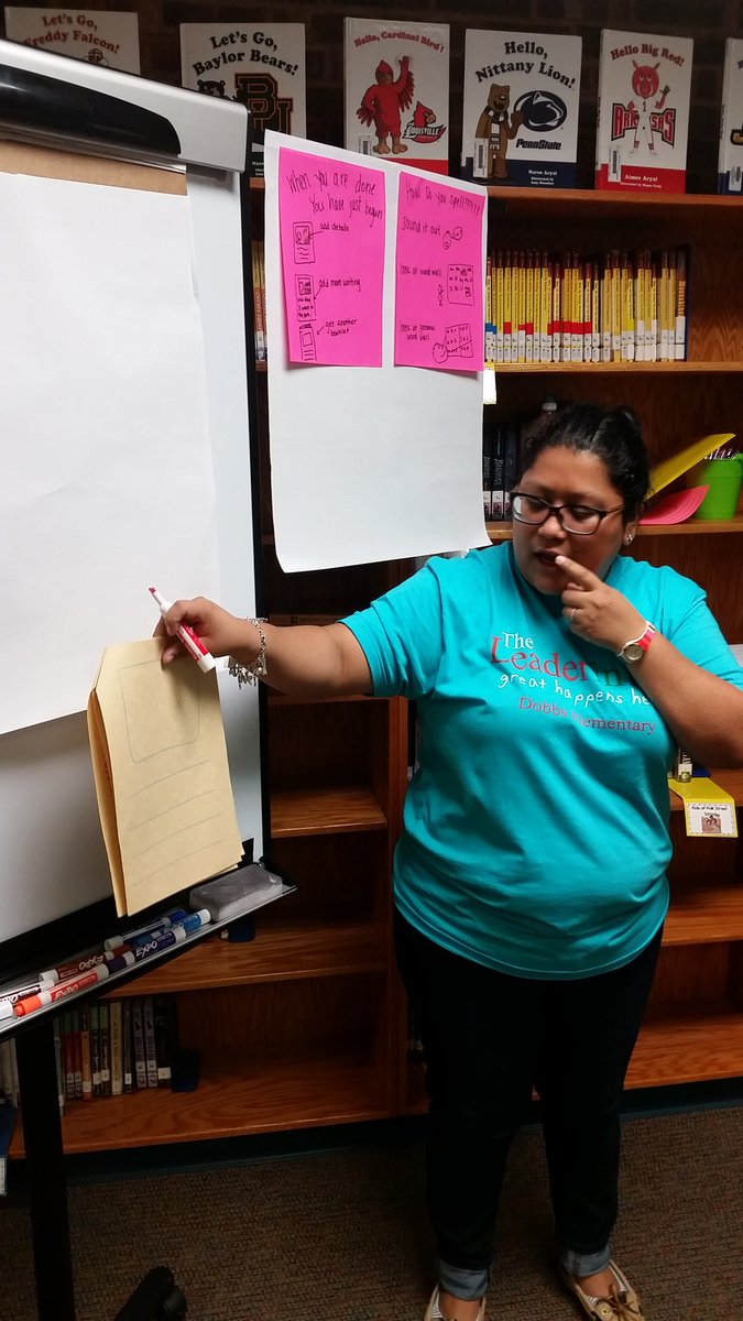 lil_jacket_lib's tweet photo. Brenda Sandoval-Jones modeling writing for 1st grade @AggieBSJ  #Dobbslearns #risdlearns #rockwallwrites https://t.co/WzhmIEU8Tx