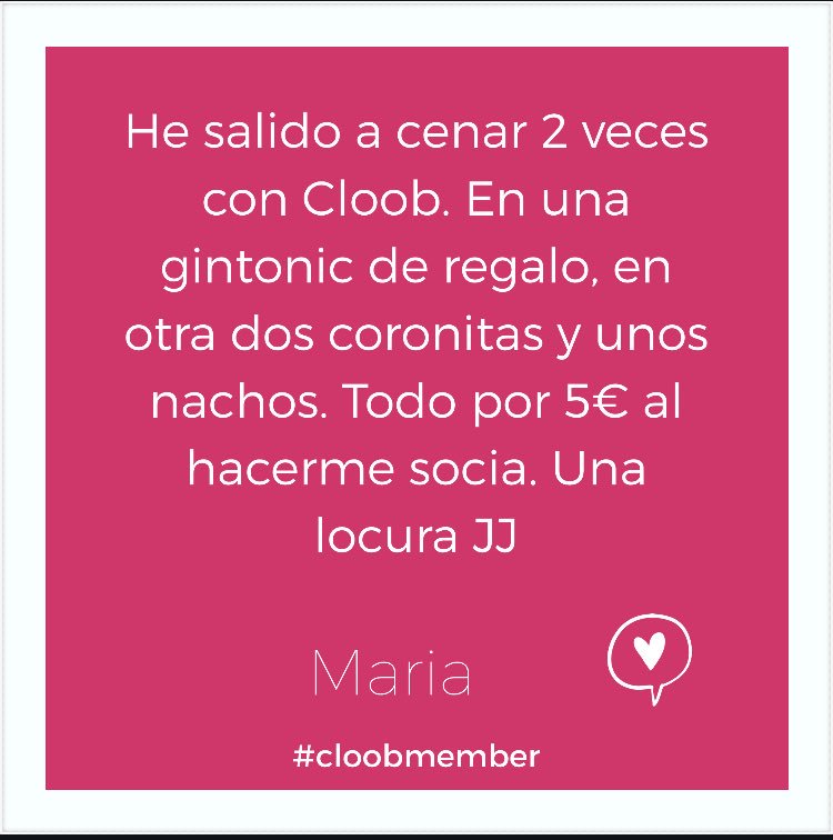 Bájate la app, hazte socio y disfruta como María de tus regalos en los mejores restaurantes y tiendas de Barcelona 👌🏻 #cloobmembers