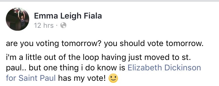 Thanks so much Emma! 

#StPaulMayor #ElectionDay