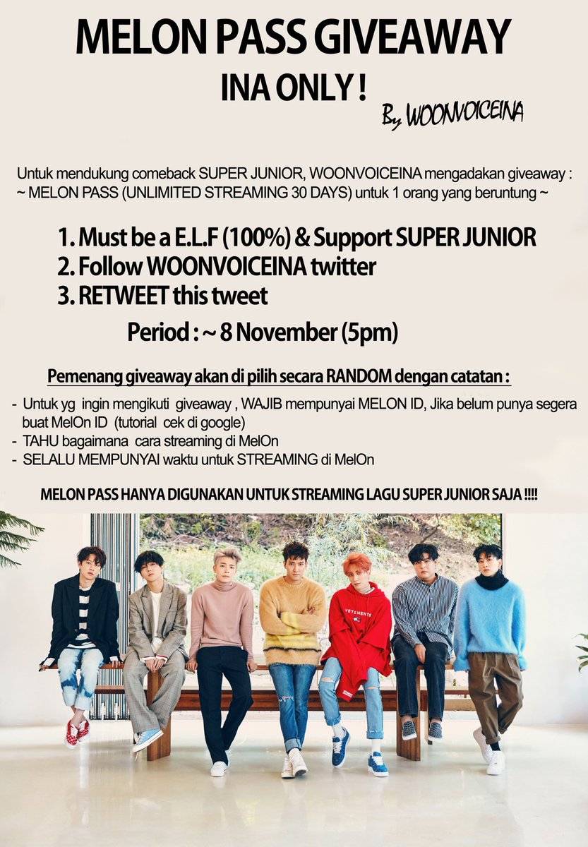 woonvoiceina's tweet photo. 💙 MELON PASS GIVEAWAY 💙(INA ONLY)
Detail 👇👇👇 https://t.co/1F9VFvcuda