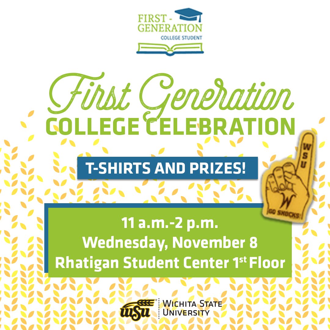 ShockersFirst's tweet image. Join us at the First Generation College Celebration from 11 a.m.-2 p.m. tomorrow (Wed., November 8) on the first floor of the RSC!