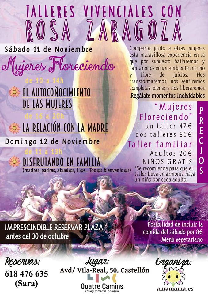 Estaré en Castellón el 11 y 12 de noviembre. Ven a disfrutarte! #RZAutocoñocimiento #RZRelaciónConLaMadre #RZDisfrutandoEnFamilia