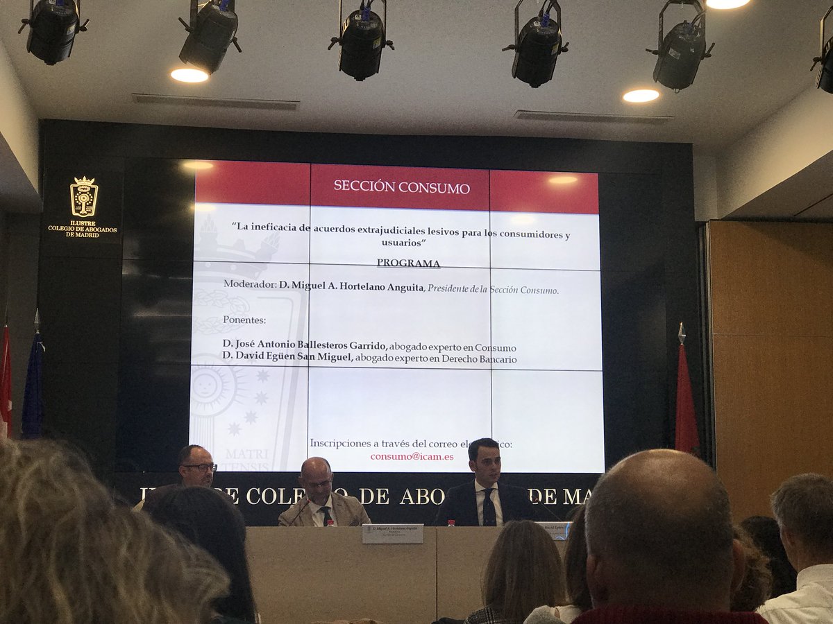 AsesoresTD's tweet photo. Estamos en la Jornada sobre Ineficacia de acuerdos extrajudiciales lesivos para los consumidores @icam_es https://t.co/klGQCCuupp