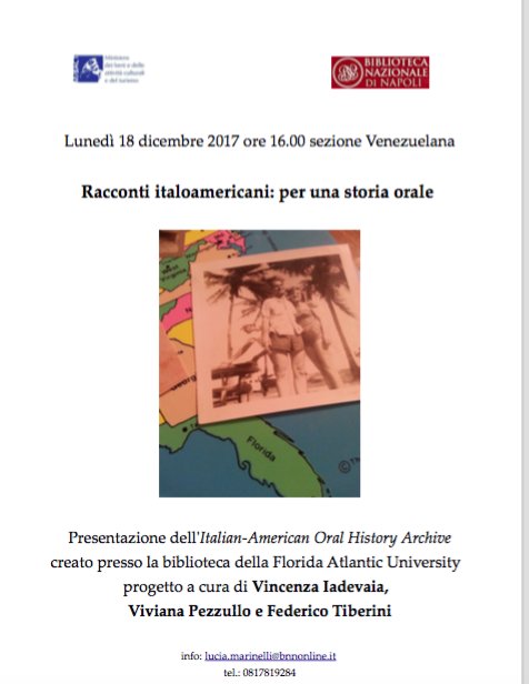 CultFilmLit's tweet photo. #Napoli…ready for our  #OralHistory project?
#OralHistoryProject #ItalianAmericanSouthFlorida
a Project by #Pezzullo #Tiberini #Iadevaia https://t.co/wJWgXWw5x6