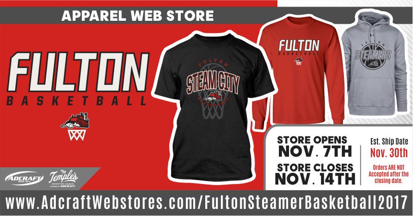 JUST LAUNCHED: <a href="/FultonSteamers/">FultonSteamers</a> Basketball apparel web store! adcraftwebstores.com/fultonsteamerb… <a href="/Steamer_Nation/">Fulton Steamers</a>
