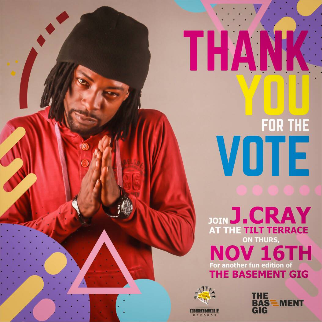 chronicle_ent's tweet photo. Thanks for the vote all...Join @officialjcray at the Tilt Terrace on Thurs, Nov 16th for another fun edition of #TheBasementGig 💃💃💃 https://t.co/nTglq3EUjf