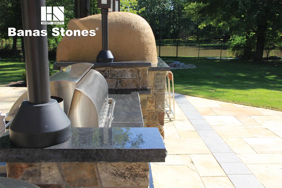 Exclusive to Banas Stones , Polished natural stone counter tops are low maintenance which is perfect for outdoor cooking areas or BBQ.