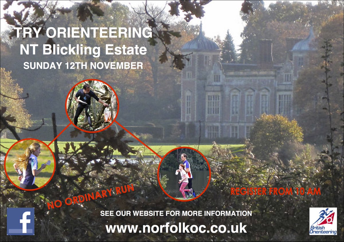 Come along to our next #orienteering event at #Blickling Estate this Sunday. Lots of courses to choose from and a cafe for a coffee after!