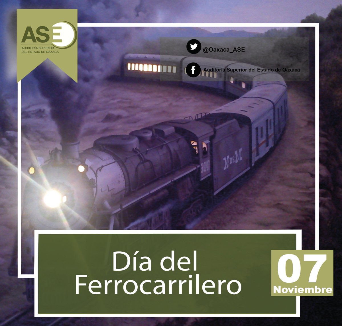 Oaxaca_ASE's tweet photo. #Efemérides | 07 de Noviembre,  Día del Ferrocarrilero. https://t.co/nXL9GfUk7U