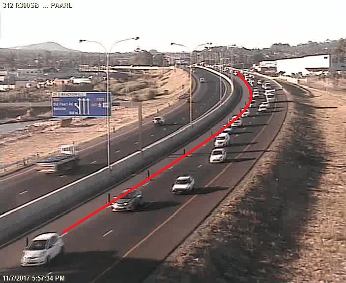 Update: Roadworks, R300 Southbound after Old Paarl, Right lane closed, expect delays #WalkSafe