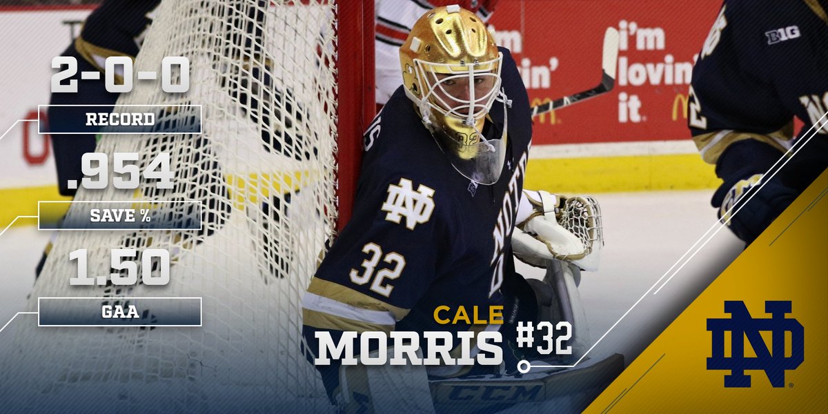NDHockey's tweet photo. Congrats to Cale Morris, who has been named the Big Ten's Second Star of the Week! https://t.co/vjNnV1rOBw