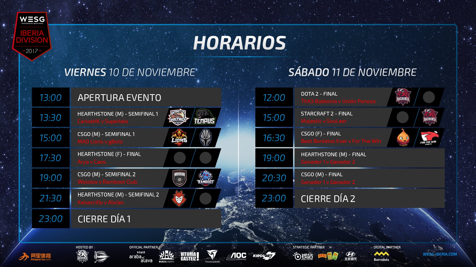 Horarios WESG Iberia
