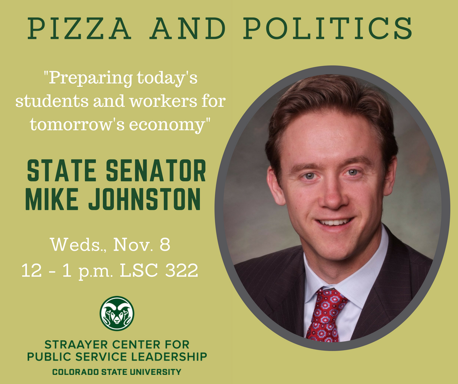 Not too late to sign up for #PizzaAndPolitics with @MikeJohnstonCO tom. 11/8. Email: Sam.Houghteling@colostate.edu to reserve your spot.