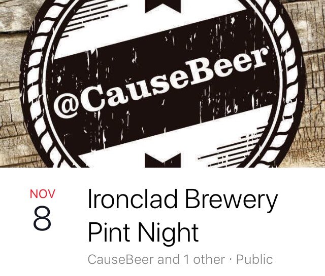 ironcladbrewery's tweet photo. Nov 8. 5-9pm we will be donating $1/beer sold to @causebeer Live music delicious brews!!! #ilm #ilmbeer #ncbeer #capefearcraft #causebeer https://t.co/lEjWMVpkUc