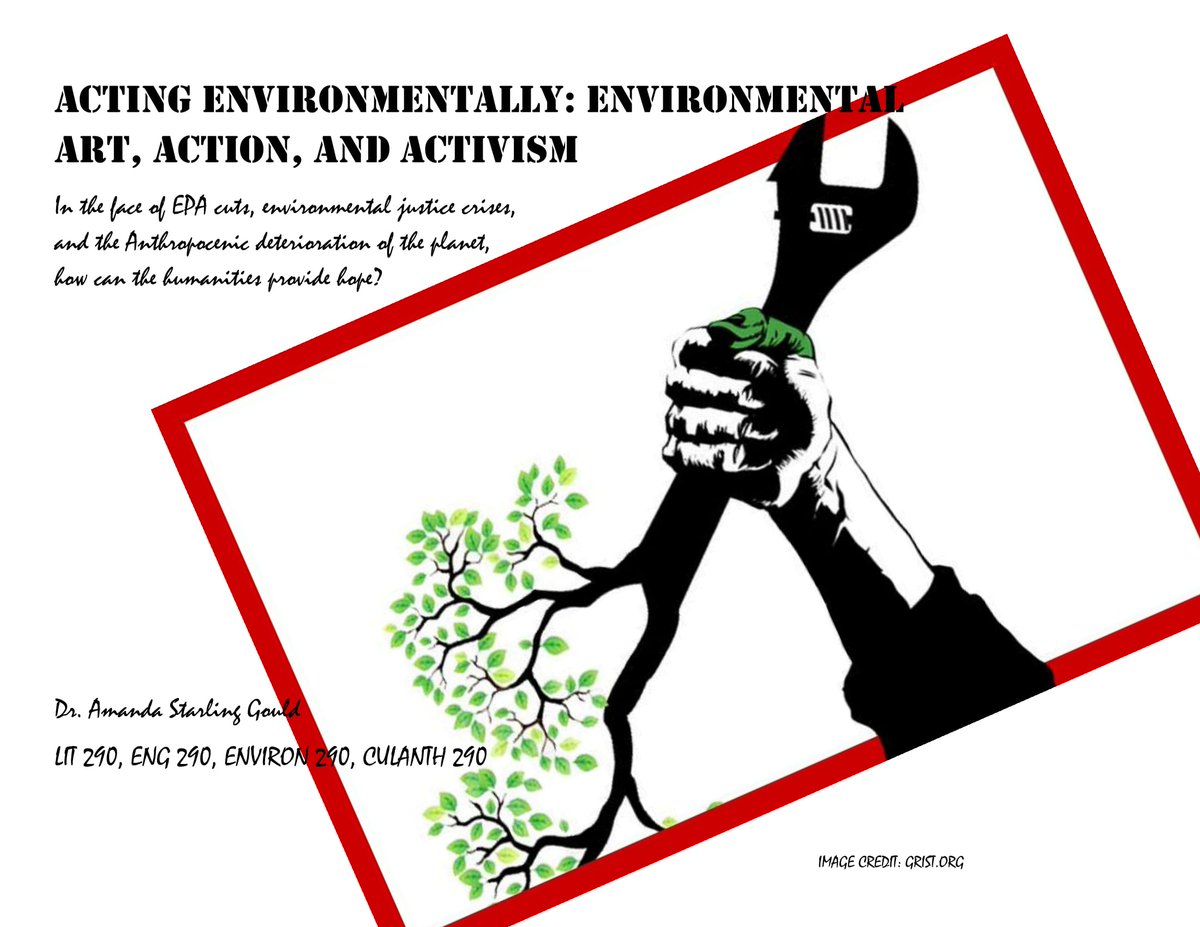stargould's tweet photo. Spring @DukeU course! Acting Environmentally: Environmental Art, Action, Activism @BlDvlHumanities @DukeEnvironment #CulAnth #Eng #Lit #EnHu https://t.co/2DUNVGRLiR