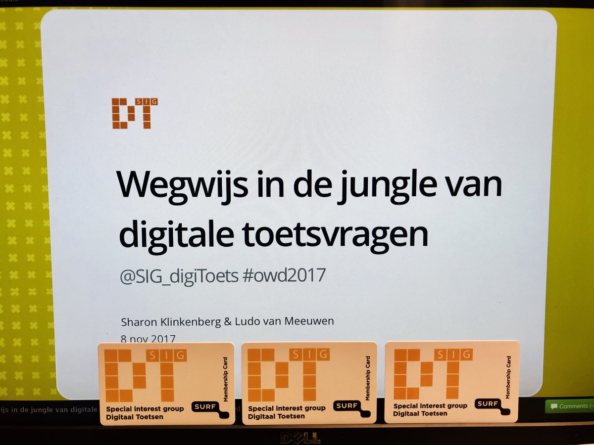 SIG_digiToets's tweet photo. #owd2017 nog een paar @SIG_digiToets membership cards beschikbaar. Morgen 11:35 Diamond II wegwijs in de jungle van toetsvragen https://t.co/ZVHOhpkhVt