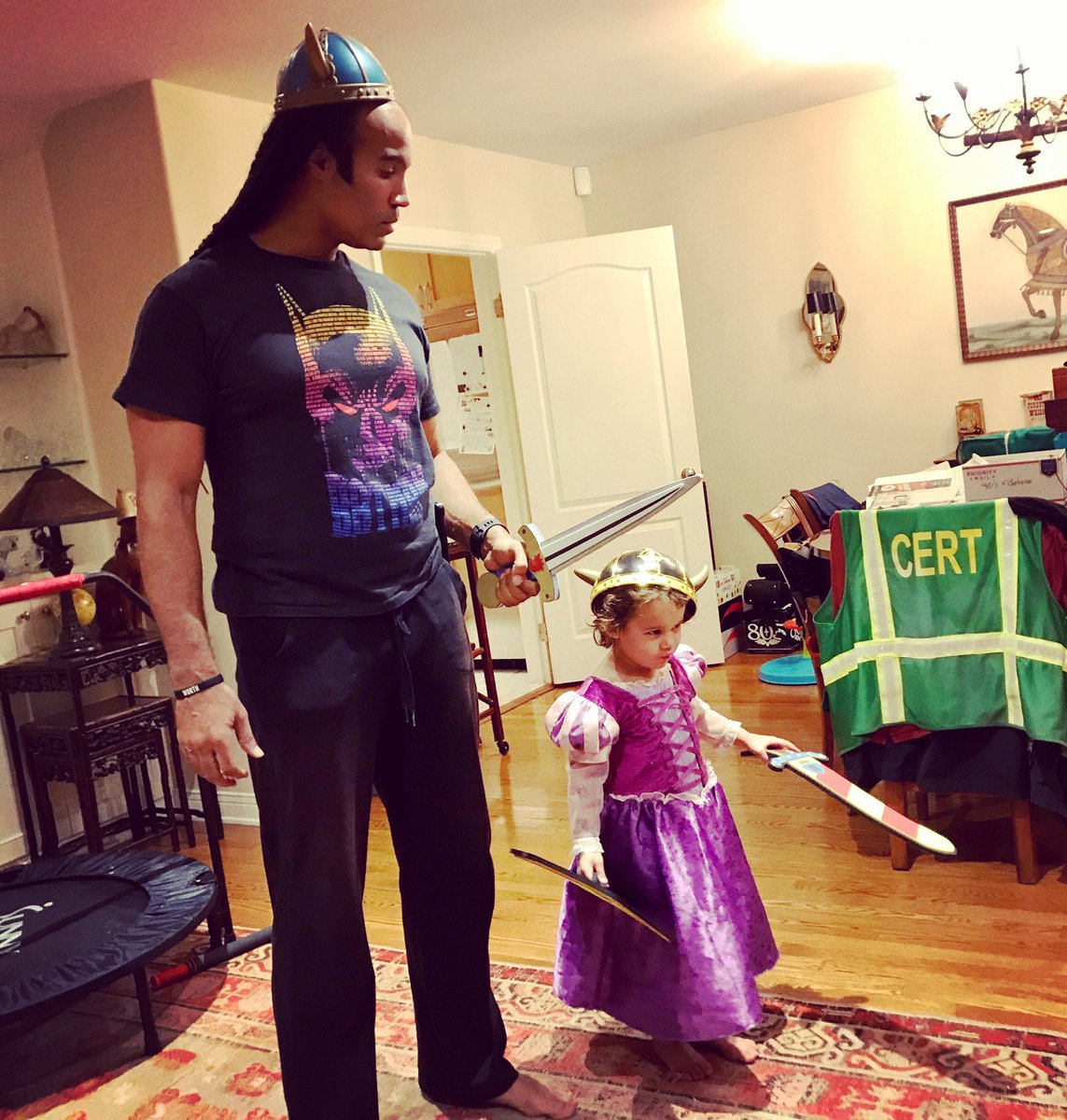 TJStorm01's tweet photo. If you need me, I'll be with my goddaughter Addison fighting dragons... #warriorstuff #vikingsproblems https://t.co/9FuDu6LwZL