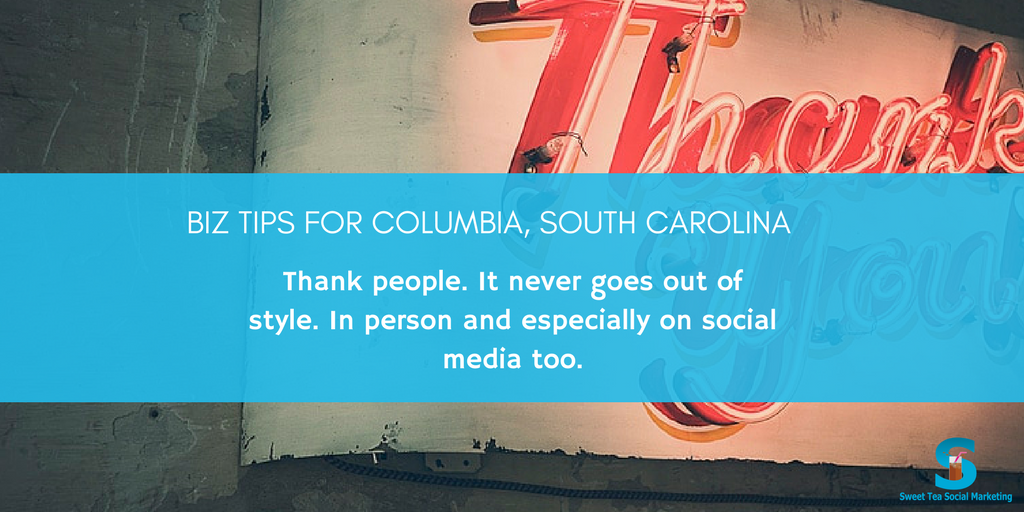 SEOMagnetism's tweet photo. RT @heatherheuman: Thank people. It never goes out of style. In person and especially on #socialmedia too. #Columb… https://t.co/vuLs07dr1j