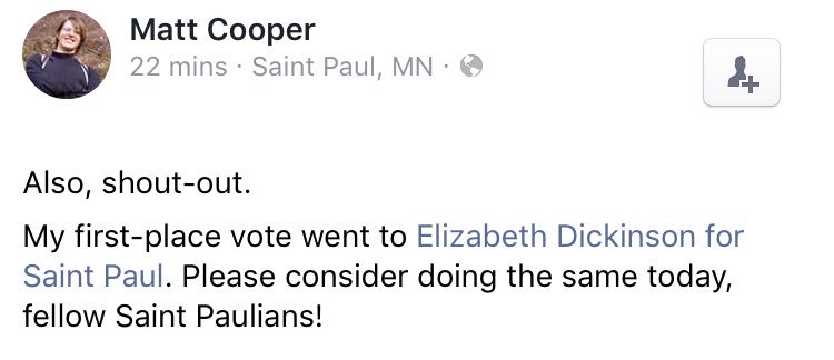 Thank you Matt! Very grateful! Be like Matt and go vote!

#StPaulMayor #ElectionDay