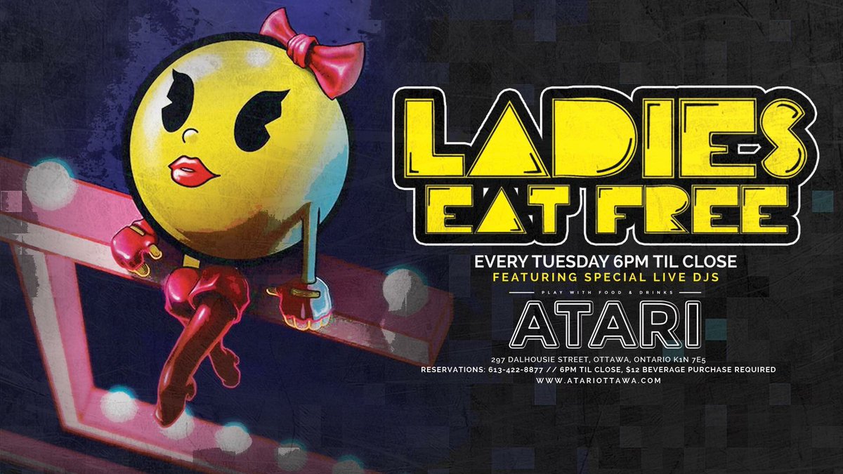 Atari_Ottawa's tweet photo. Ladies are you ready? 👯
Join us for ladies eat free today @Atari_Ottawa #bywardmarketottawa https://t.co/qS62WmArg3