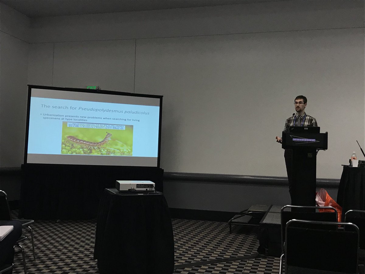 VT_Entomology's tweet photo. @derekhennen rocking it at ESA with a world premiere photo of a millipede species! https://t.co/rpCaVp3aKA