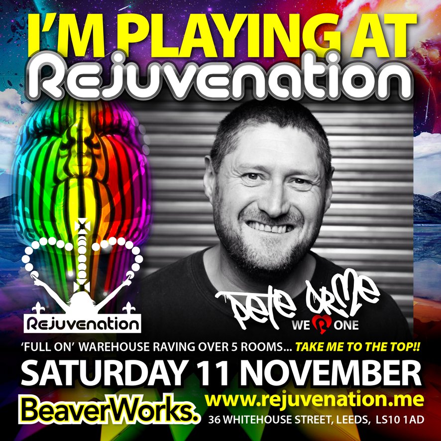 Rejuves's tweet photo. @XL_Promotions DJ Pete Orme dropping a #breakbeat set @ Rejuvenation #TakeMeToTheTop this Saturday 11.11.17 Tickets https://t.co/vwkPvQ9uB6 https://t.co/WtHpaa6eAk