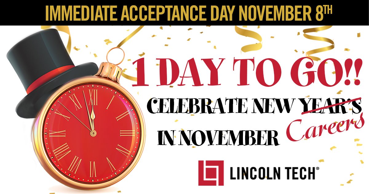 LCT_Atlanta's tweet photo. Don't miss out this is a great opportunity to start the new year right! #ImmediateAcceptanceDay #LincolnTechhttp://bit.ly/IADLT1117 https://t.co/FY5bsqab6s