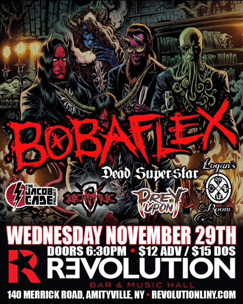 prey_upon's tweet photo. New show added! #preyuponband #metal #hornsup #hardrock #bobaflex #jacobcadeproject #despyre #deadsuperstar #logansroom #revolutionli https://t.co/D1DURJiQrl