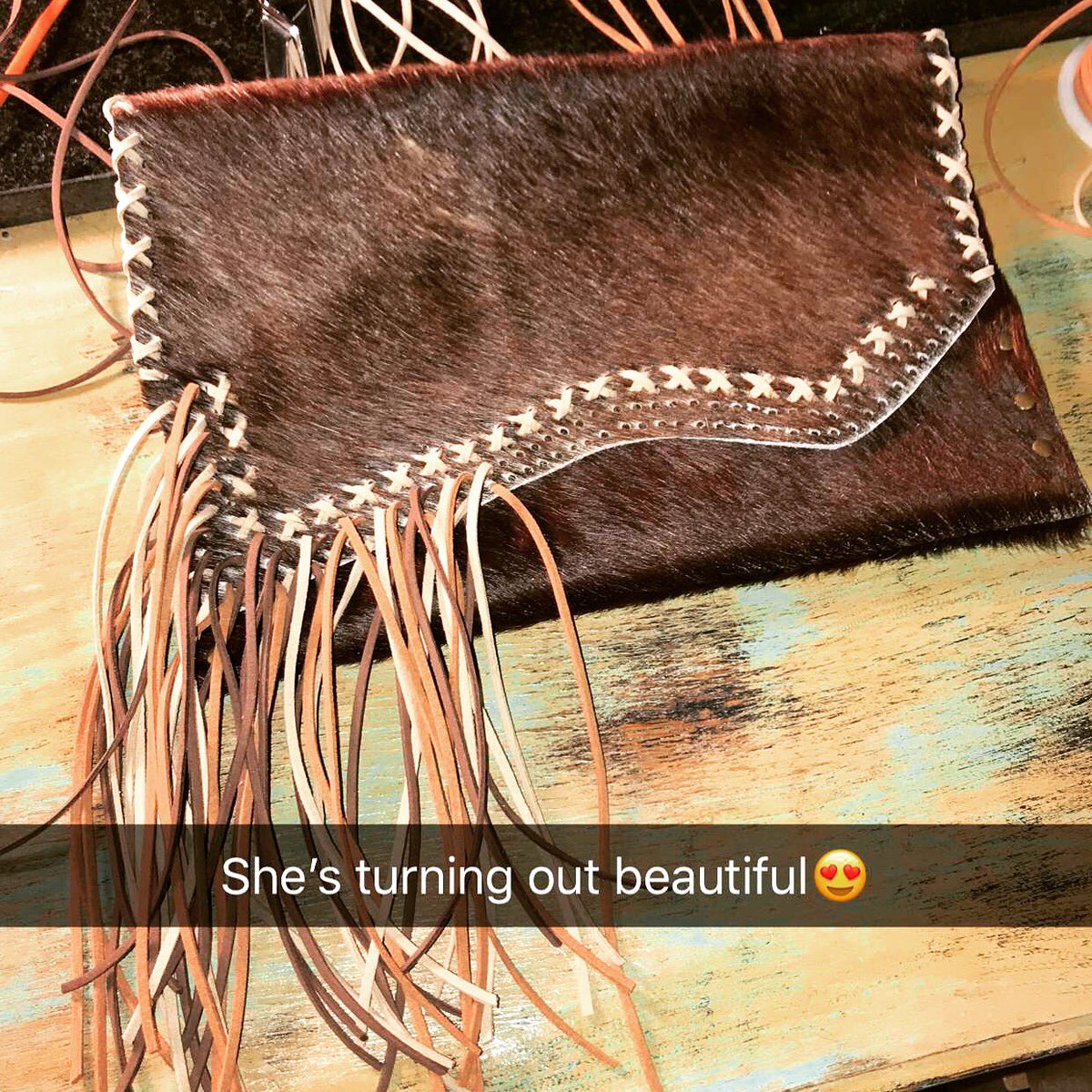 KortnieHarris's tweet photo. HOLLY COW🤗 LOVING THIS BEAUTY😍😍 #handmade #custombags #nfrstyle #cowhide https://t.co/fbGOMt6MCL