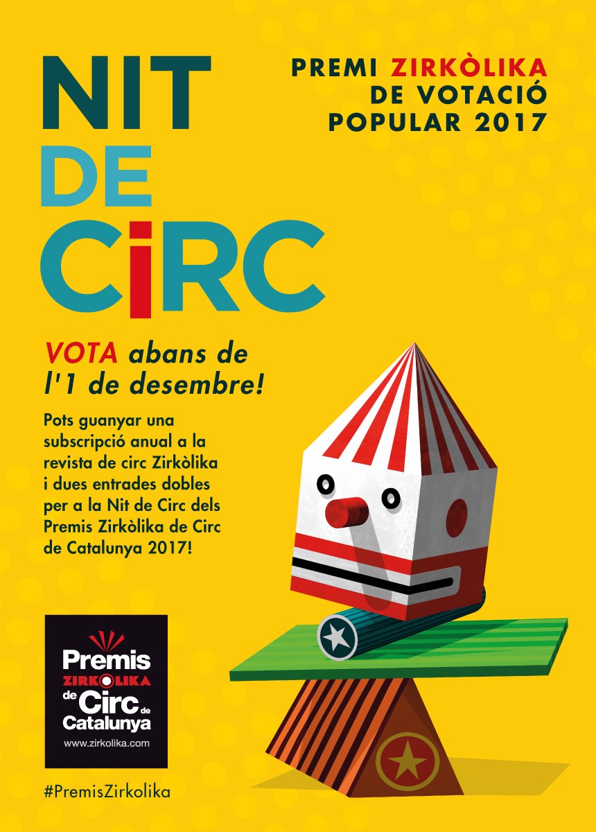 PremisZirkolika's tweet photo. #PremisZirkòlika VOTA EL MILLOR artista, companyia, espectacle o iniciativa de #CIRC de Catalunya! 📩Formulari: https://t.co/TOwQhllYqM https://t.co/t0wCJn8oXc