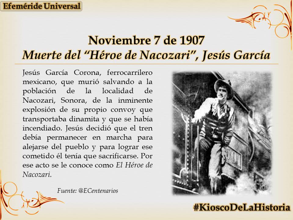 KioscoHistoria's tweet photo. Muere el ferrocarrilero Jesús García, salva a la población de Nacozari de una terrible explosión
#Efemerides en...https://t.co/AewHkT2siy https://t.co/wNgqn6sZ2O
