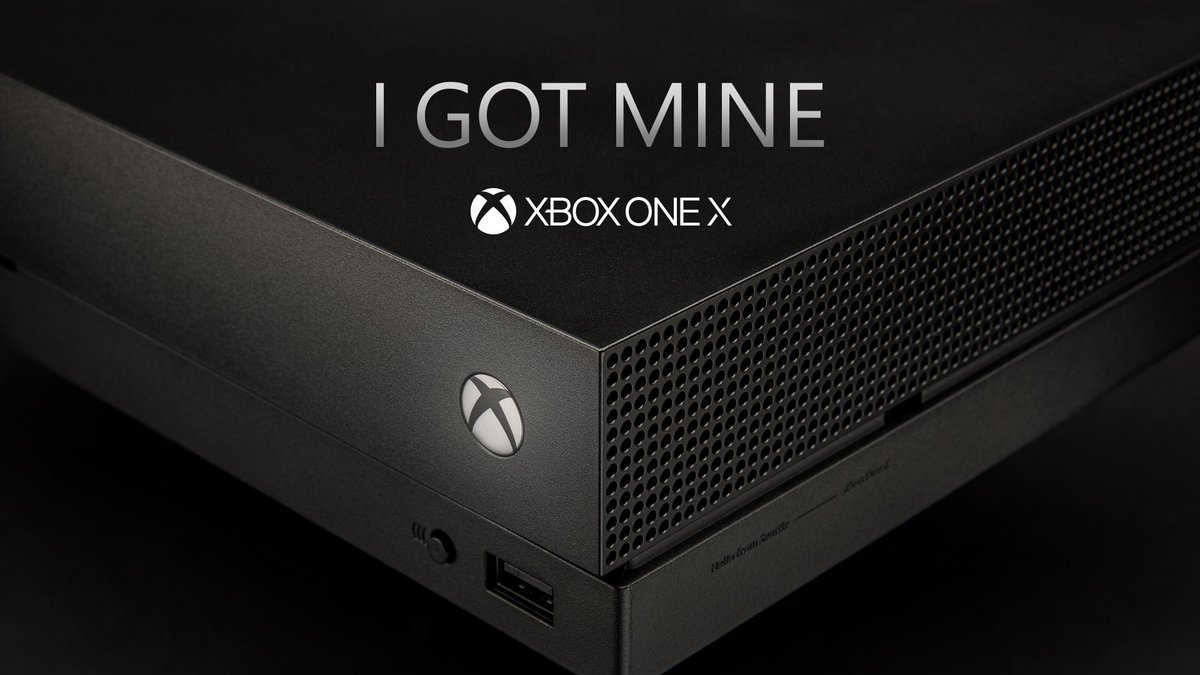 Xbox's tweet image. Current status: Setting up our new #XboxOneX.
RT if you got yours!