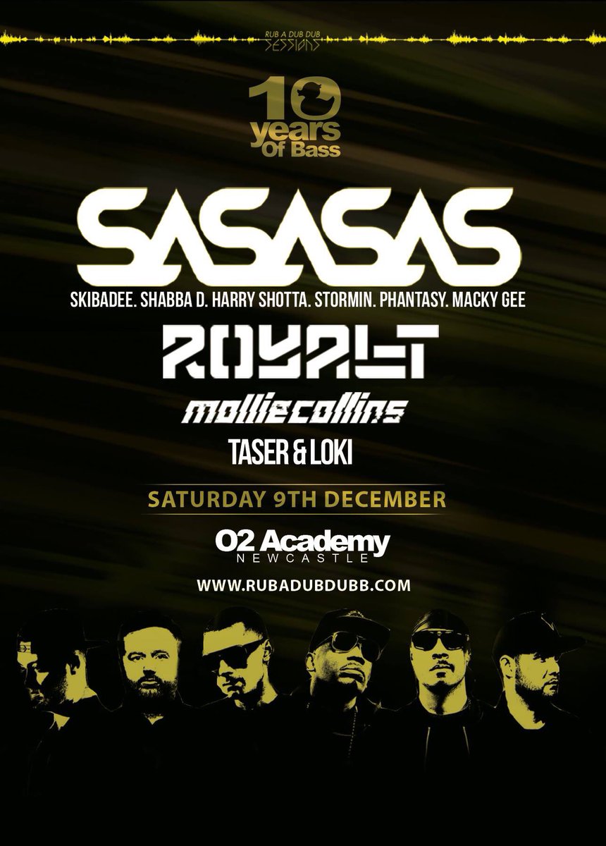 TicketmasterUK's tweet photo. #tmAnnounced @SaSaSaSDnB will take over @o2academynewc with #10YearsOfBass. On sale Thur: https://t.co/fYtyi6U1H1 https://t.co/pzwMlILxBC