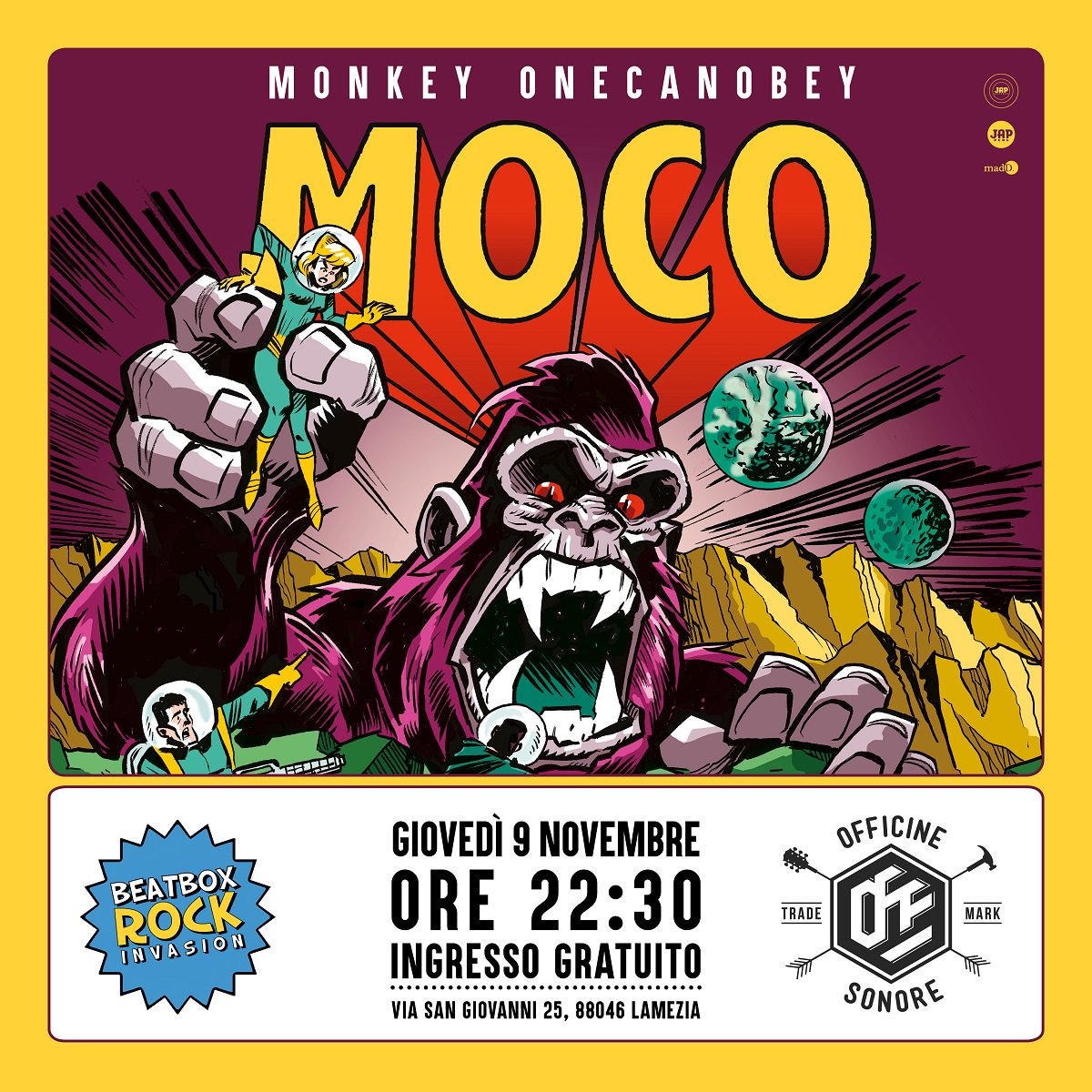 OFFOfficine's tweet photo. Monkey Onecanobey // giovedì 9 novembre ore 22.30 // live @Officine Sonore
Ingresso Gratuito  @mocobeat @japrecordsdiy https://t.co/FyZrDOBr7b
