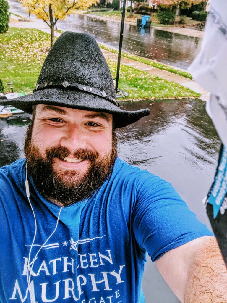 rudraverykapila's tweet photo. Rain won't stop us! Look out for a very wet @Matt4Murphy34 knocking on a door near you to get out the vote. Polls close at 7pm #Keep34Blue https://t.co/XN86Ca3ANW