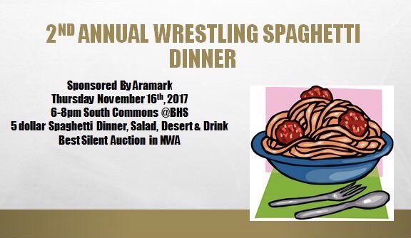 BentonvilleHS's tweet photo. The @BHSTigerRastlin team is holding a spaghetti dinner next week. Come support our wrestlers, eat a good meal, and bid at the silent auction! https://t.co/7GVzmUiBNq