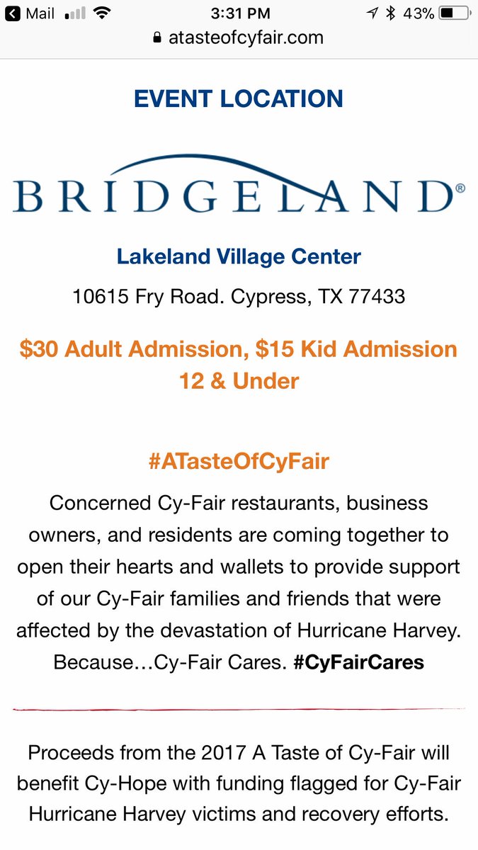 llmfrancis's tweet image. Celebrate the community at a “Taste of Cy-Fair” this Saturday with over 50 restaurants - buy tickets at atasteofcyfair.com @CyFairISD