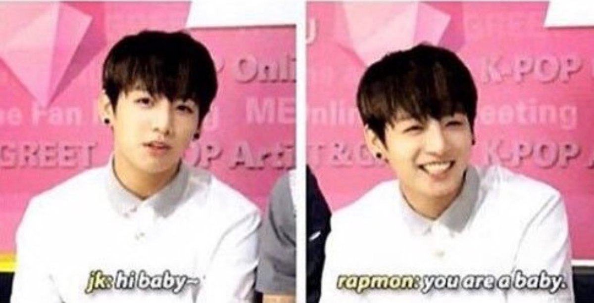 (10) namjoon @ jeongguk:  — “you’re a baby.”