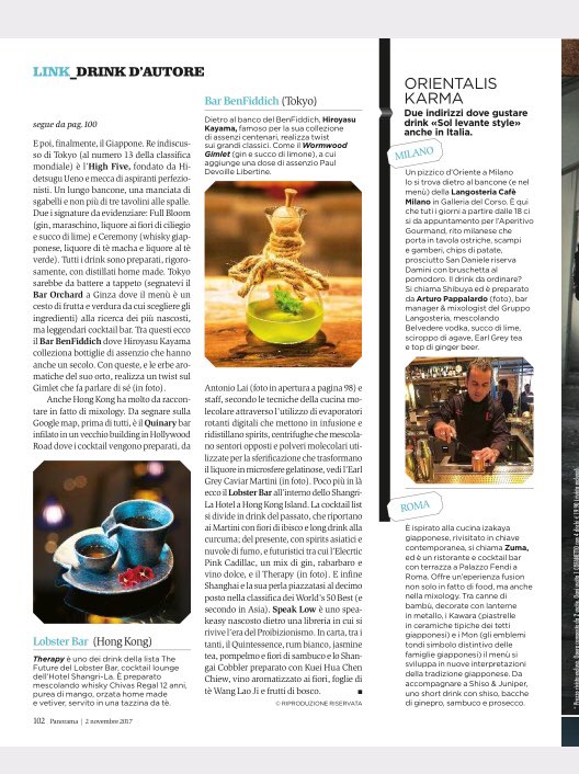 Dall’Oriente le tendenze della nuova #Mixology. In edicola <a href="/panorama_it/">Panorama.it</a>