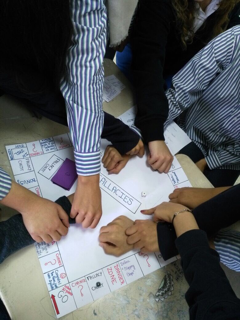 RHHS_EngDept's tweet photo. The SE3 Humanities in Mrs. Nisreen Sinjab English class presenting creative projects on the topic of "logical Fallacies" under the reading theme of Philosophy and the writing objective of argumentation.
"logical Fallacies"  monopoly game, and a tv game show " Family Feud" https://t.co/eGWG0ziGbq