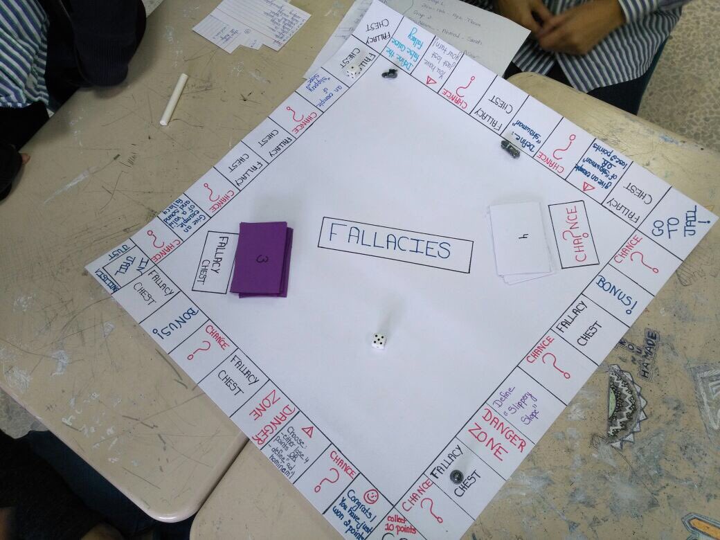 RHHS_EngDept's tweet photo. The SE3 Humanities in Mrs. Nisreen Sinjab English class presenting creative projects on the topic of "logical Fallacies" under the reading theme of Philosophy and the writing objective of argumentation.
"logical Fallacies"  monopoly game, and a tv game show " Family Feud" https://t.co/eGWG0ziGbq