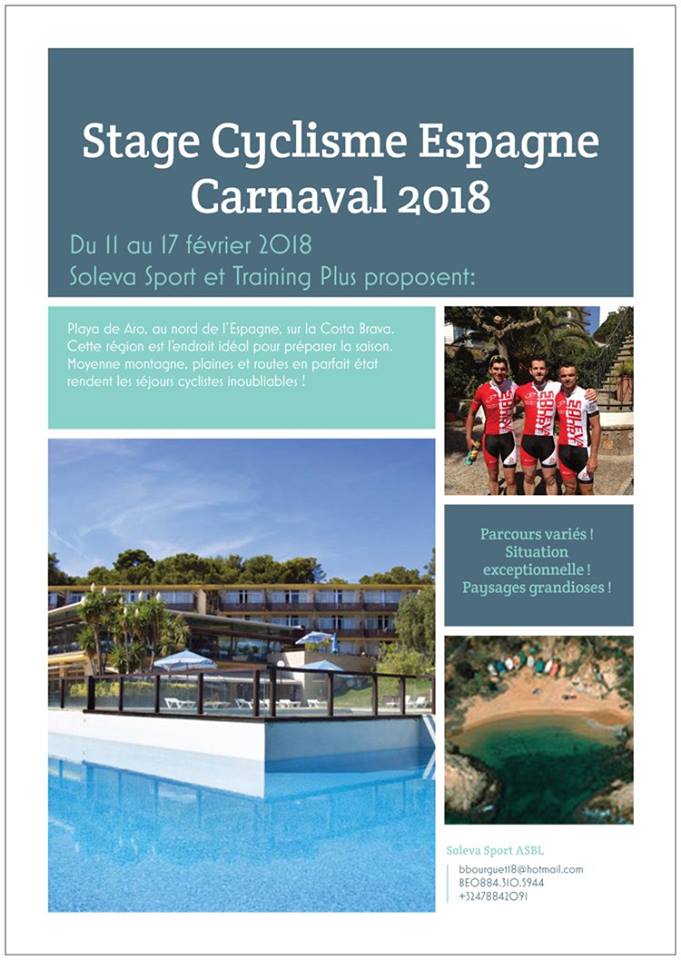 Trainingplus est heureux de pouvoir vous proposer un stage d'entraînement (pr cyclistes et triathlètes) durant les vacances de carnaval 2018