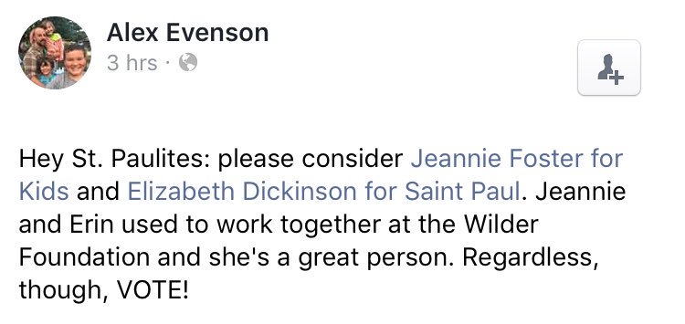 Very much appreciated Alex! Thank you for voting! 

#StPaulMayor #ElectionDay