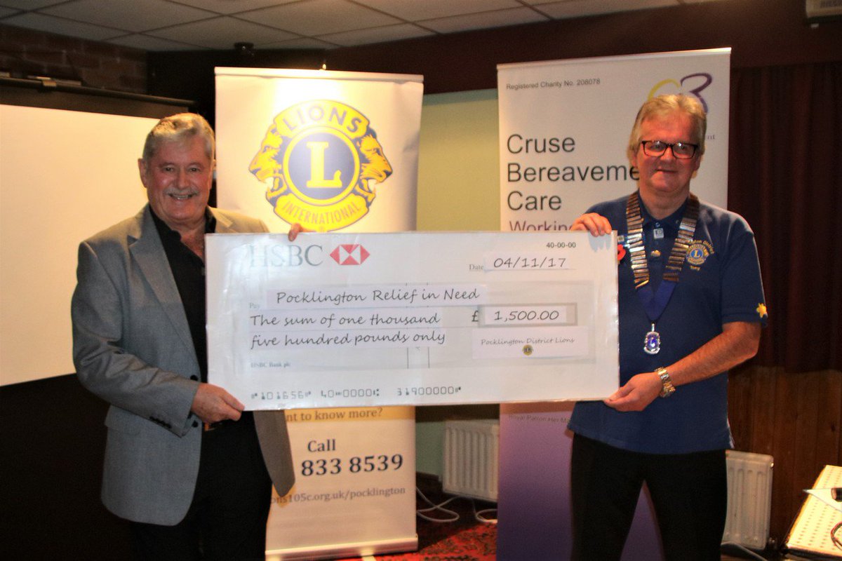 itsapockout's tweet photo. We raised £6,000 for our chosen charities this year and presented them with a cheque last Saturday. It's our pleasure @pocklions IAP20173 https://t.co/4eESOdts7E