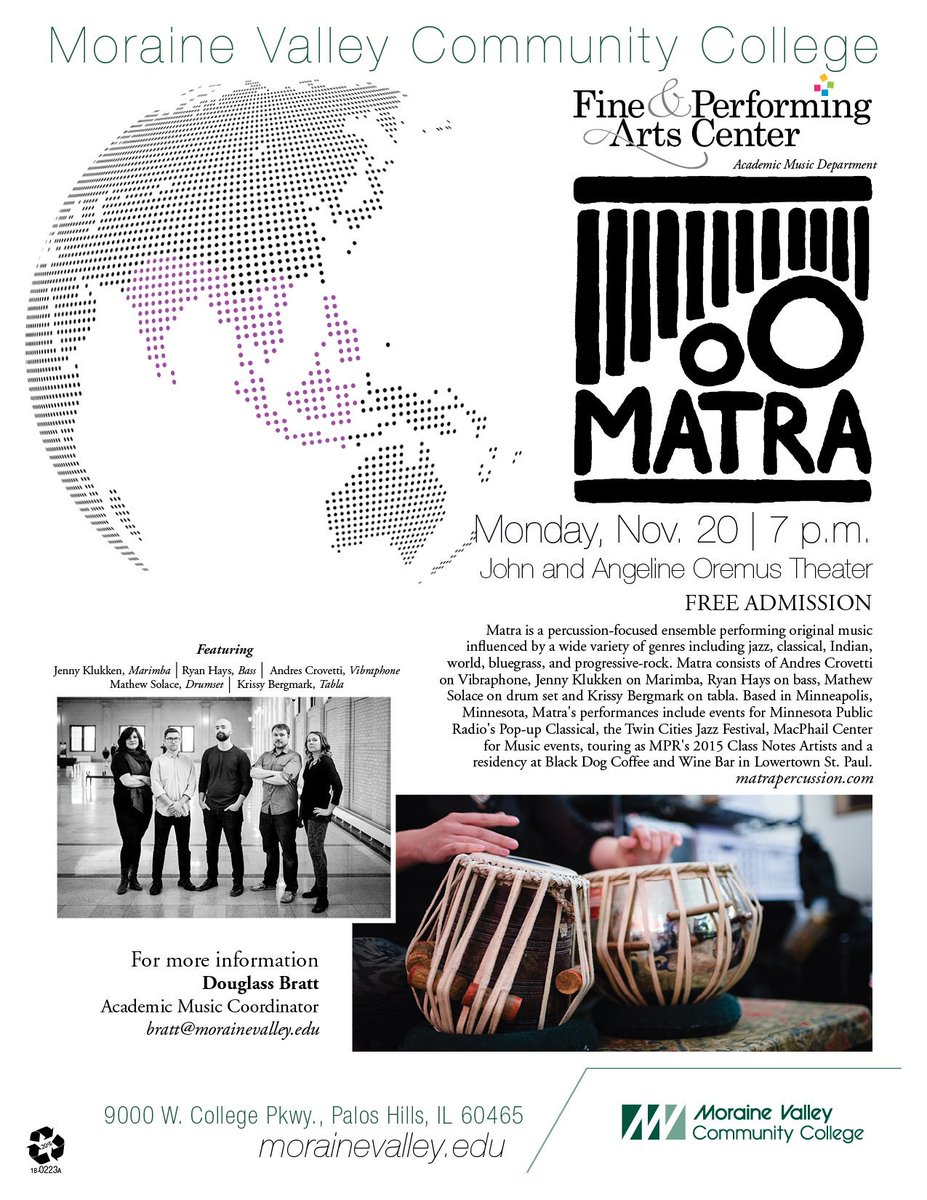 MatraPercussion's tweet photo. SOON! Nov. 20, 7pm, Moraine Valley, totally free. 😉 https://t.co/t4eiTYJrHH