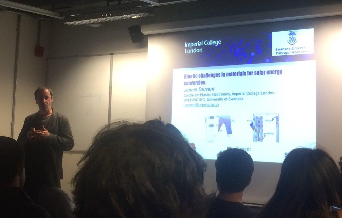 Petit_Group's tweet photo. Stimulating talk by Prof James Durrant of @durrant_group on 'Challenges in materials for solar energy conversion'. Excellent attendance! https://t.co/sx63Kh2swM