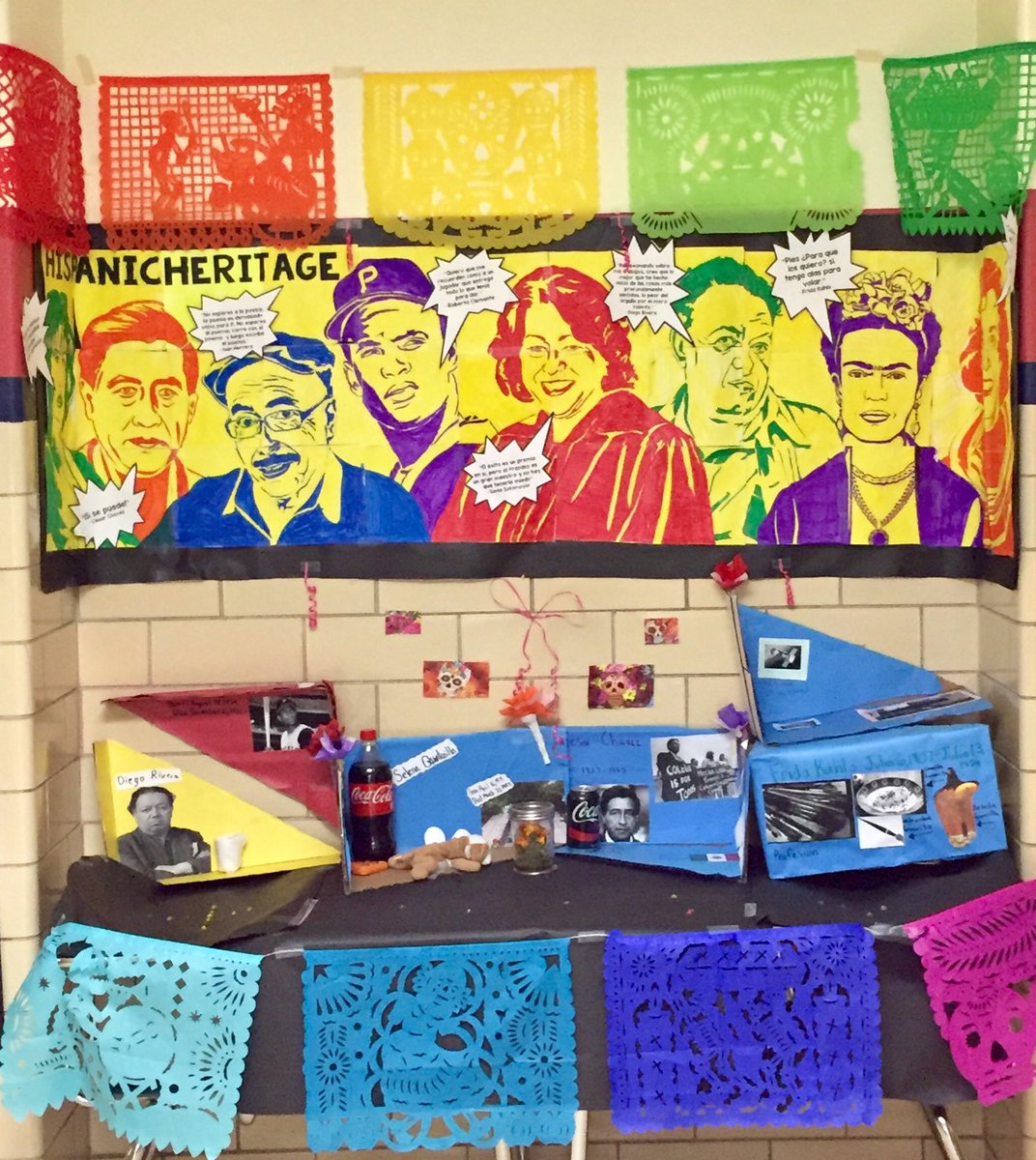 Spanish Heritage class created a collaboration poster for Day of the Dead and an alter in the honor of the deceased.