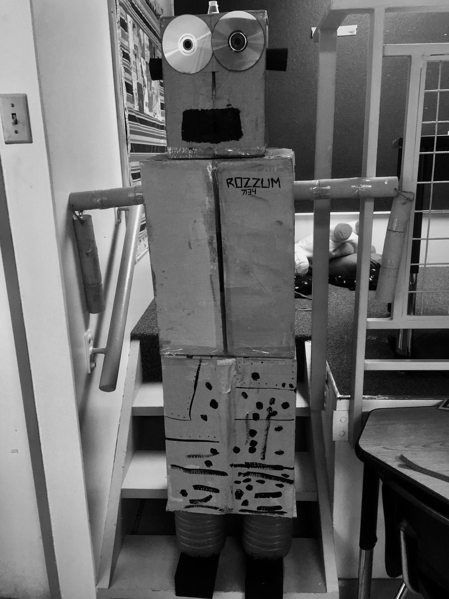 Cedar4th's tweet photo. @itspeterbrown @HachetteBooksUS  we made a Roz to go along with our adaptation unit while reading #thewildrobot. We think she is great! https://t.co/5kw9j7xjXI
