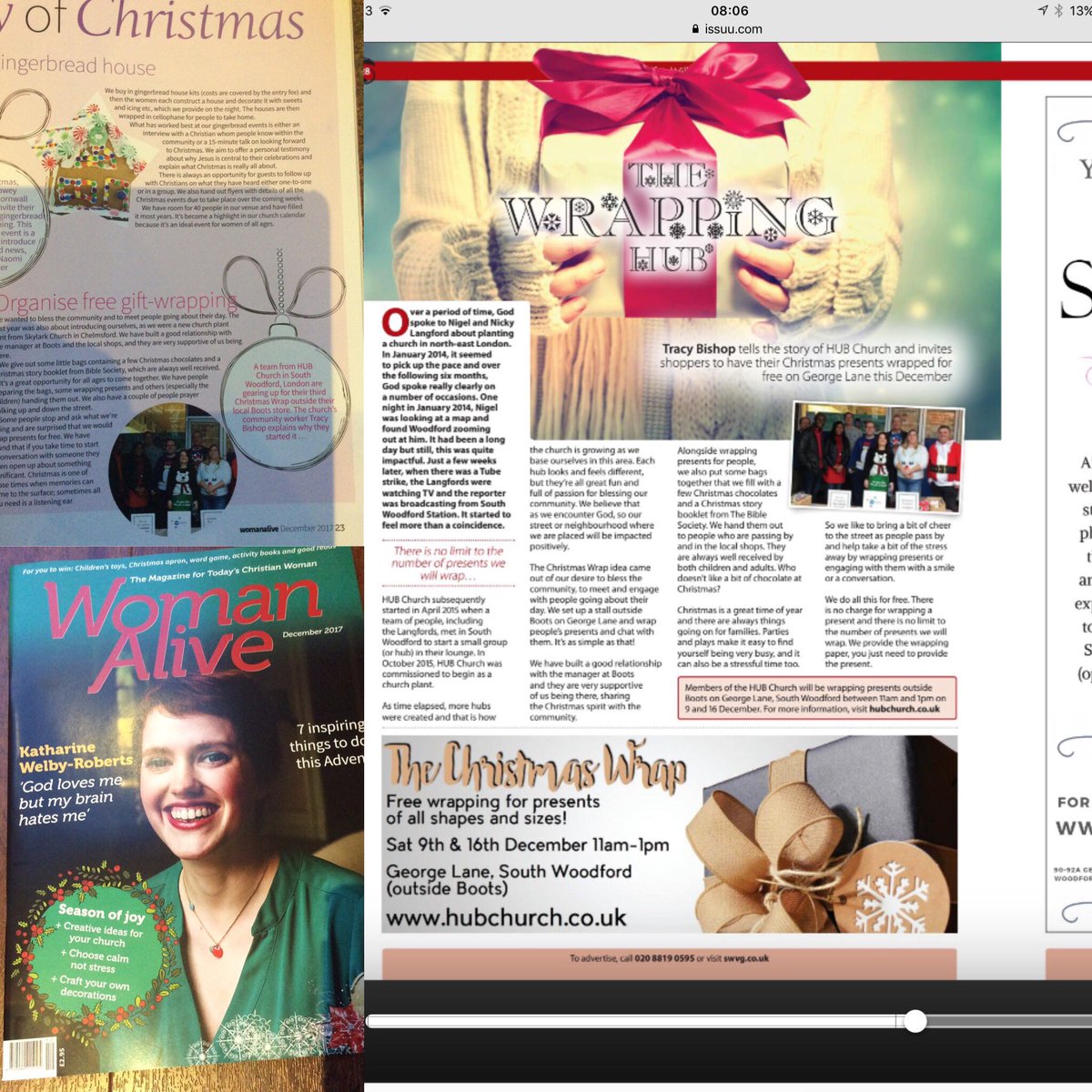 tracybishop1's tweet photo. @hubchurchE18 Loved seeing our Christmas Wrap outreach published in Woman Alive and South Woodford Gazette Magazine #blessingthecommunity https://t.co/qI0idAEbyW