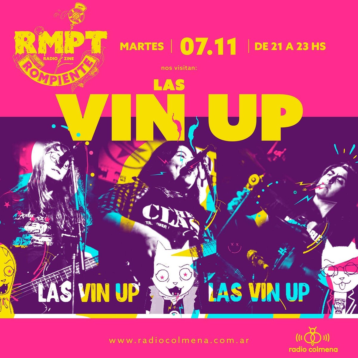 SomosRompiente's tweet photo. [HOY]  21-23hs por@radiocolmena
#LasVinUp, #mataplantas y #FestivalAntiEgo✊ https://t.co/VbXfNAuffc